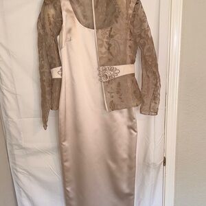 Elegant Cream Dress with Sheer Jacket